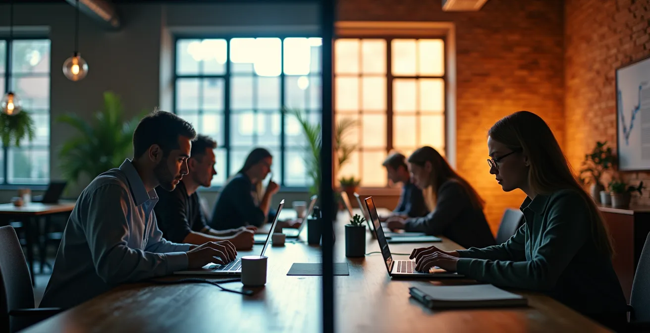 Vlaamse freelancers werken samen in moderne coworking ruimte