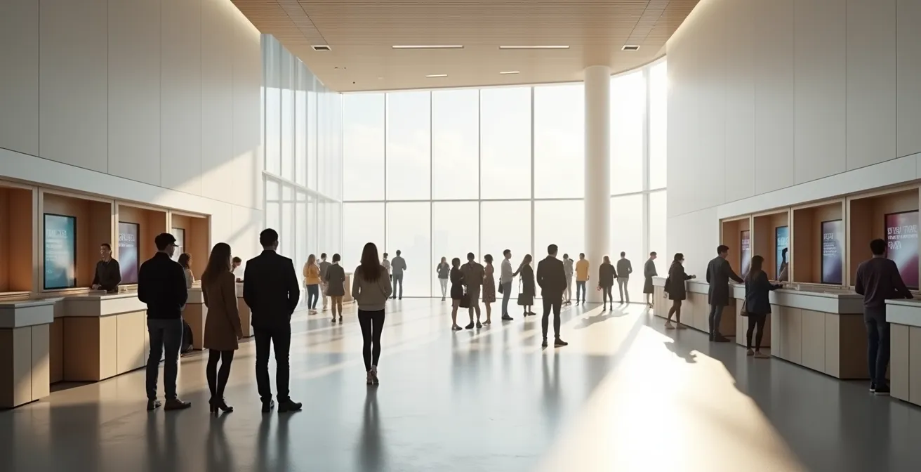 Jonge bezoekers aan de ticketbalie van een Belgisch operahuis