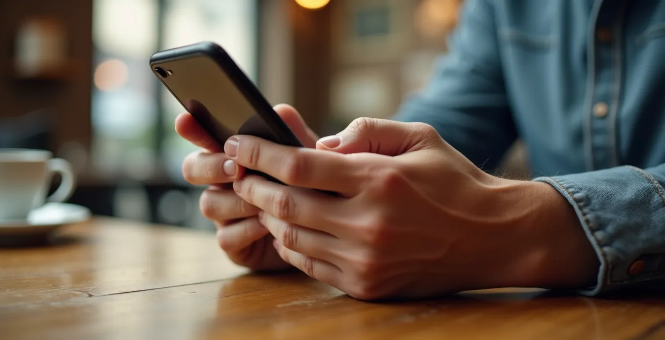 Close-up van handen die een portret bewerken in Lightroom Mobile