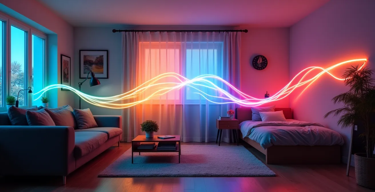 Visuele weergave van Netflix account delen tussen thuis en kot