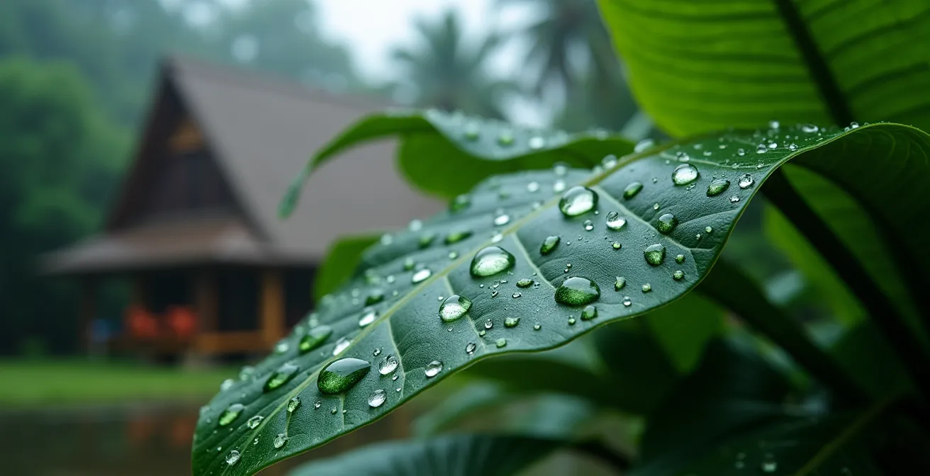 Beach villa met overdekt terras tijdens regenseizoen op de Malediven