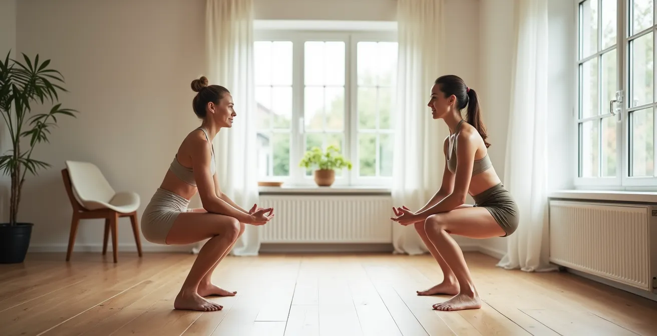 Progressieve squat-oefeningen voor vrouwen boven de 40 met focus op veilige techniek