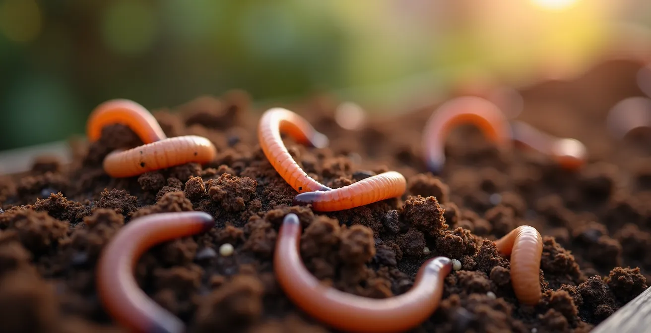 Compact wormenhotel op een Brussels balkon met groene planten